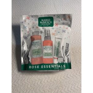 Mario Badescu Rose‎ Essentials Trio Gift Set Body Soap Spray Lip Balm